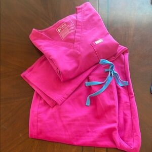 Figs Bright Magenta Scrub Set Catarina top Zola Pant